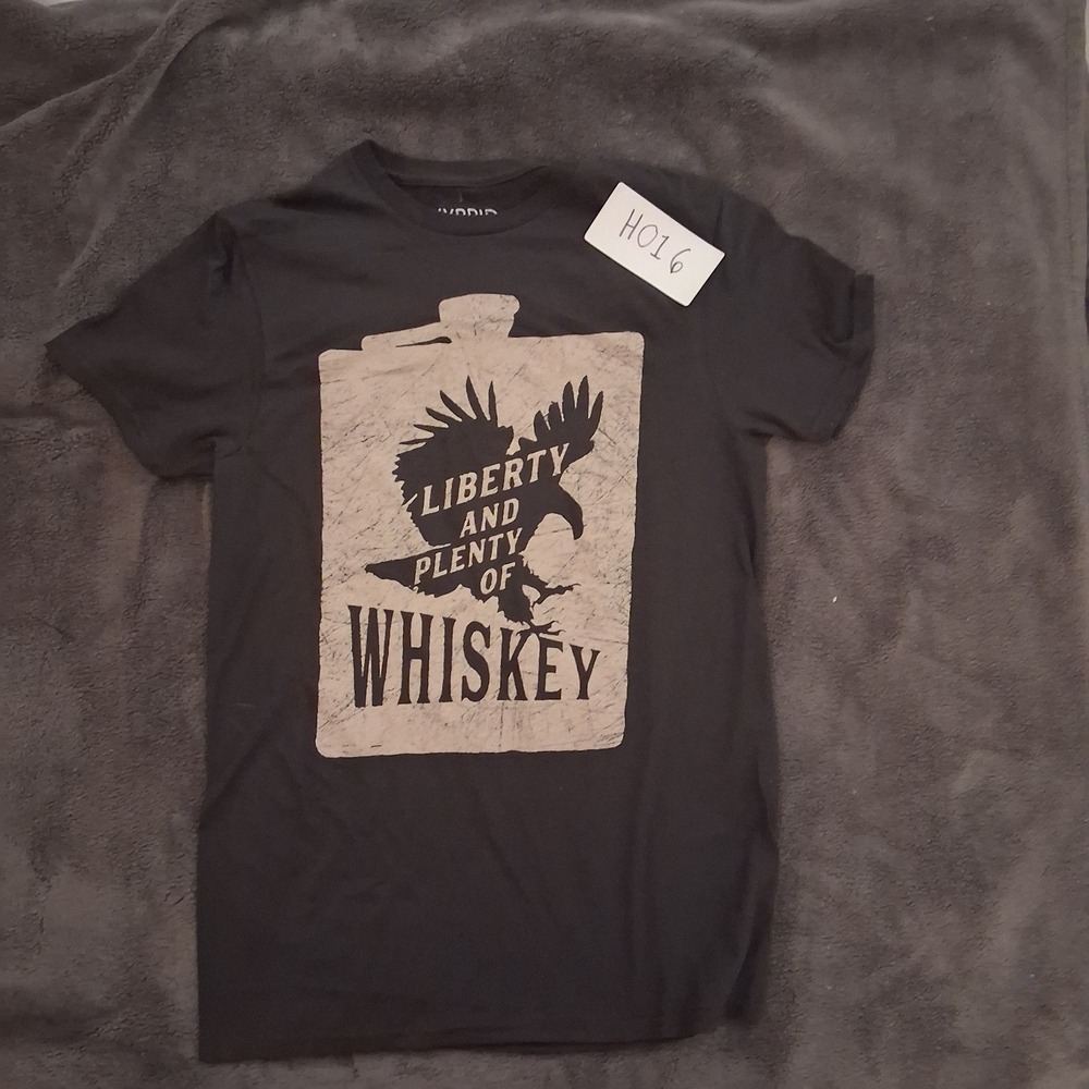 VTG Hybrid Apparel Liberty And Plenty Of Whiskey Graphic Tee Men S Black NWT